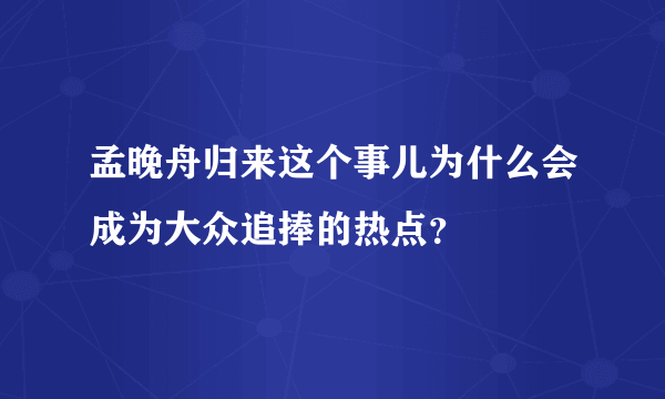 孟晚舟归来这个事儿为什么会成为大众追捧的热点？