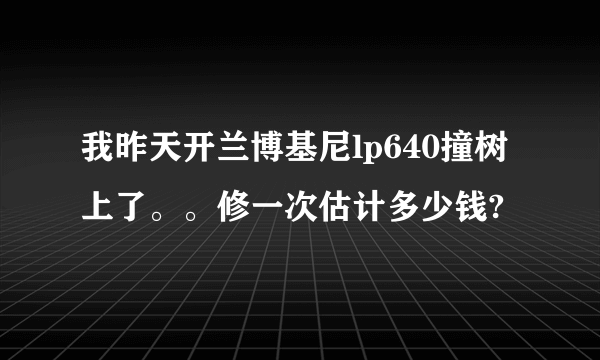 我昨天开兰博基尼lp640撞树上了。。修一次估计多少钱?