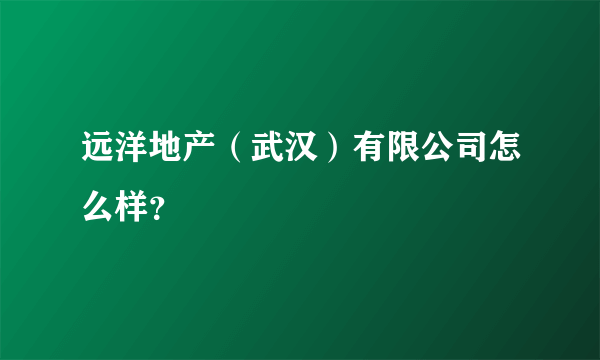 远洋地产（武汉）有限公司怎么样？