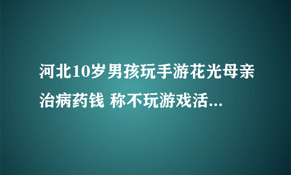 河北10岁男孩玩手游花光母亲治病药钱 称不玩游戏活着没意思