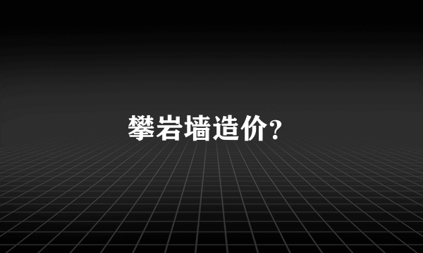 攀岩墙造价？