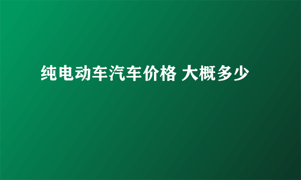 纯电动车汽车价格 大概多少