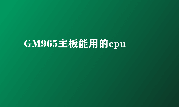 GM965主板能用的cpu