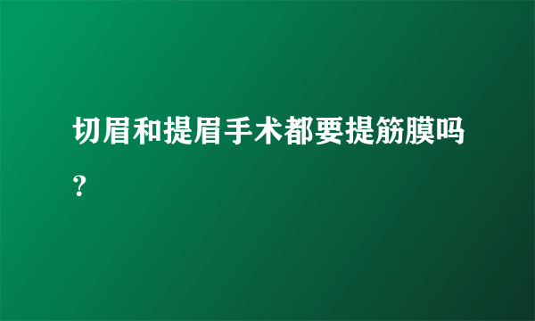 切眉和提眉手术都要提筋膜吗？