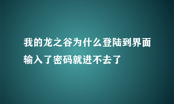 我的龙之谷为什么登陆到界面输入了密码就进不去了