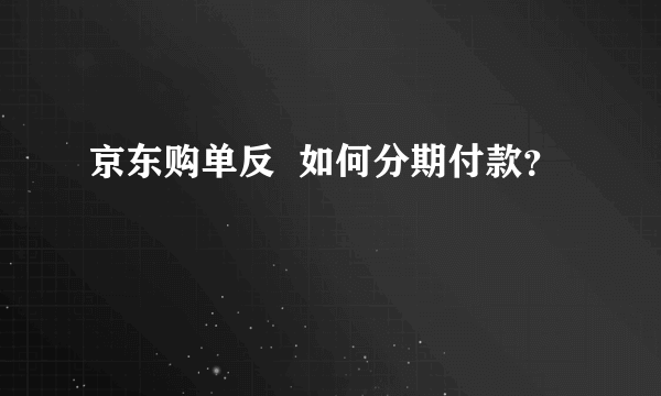 京东购单反  如何分期付款？