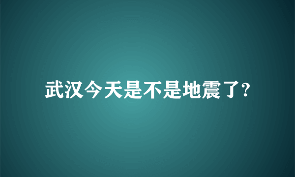 武汉今天是不是地震了?