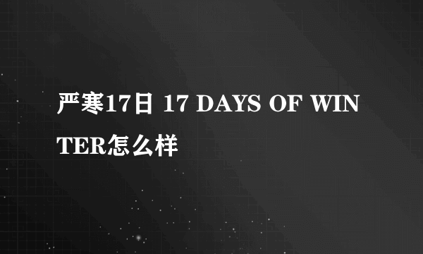 严寒17日 17 DAYS OF WINTER怎么样