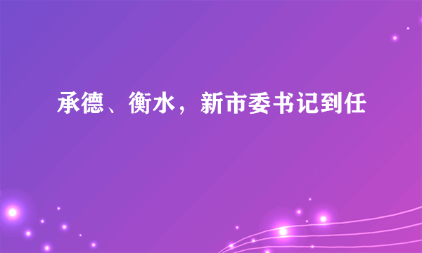 承德、衡水，新市委书记到任