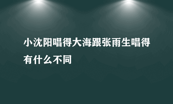 小沈阳唱得大海跟张雨生唱得有什么不同