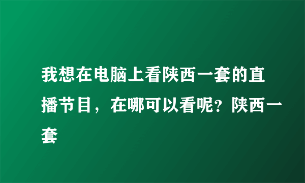 我想在电脑上看陕西一套的直播节目，在哪可以看呢？陕西一套