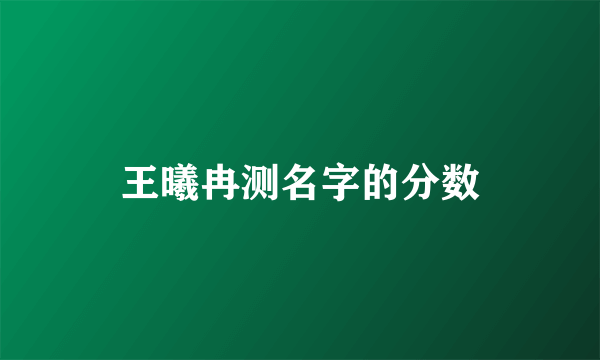 王曦冉测名字的分数