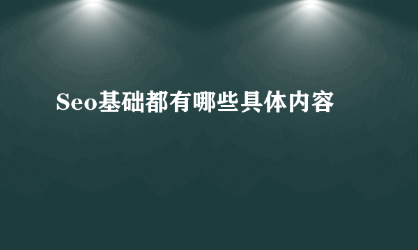 Seo基础都有哪些具体内容