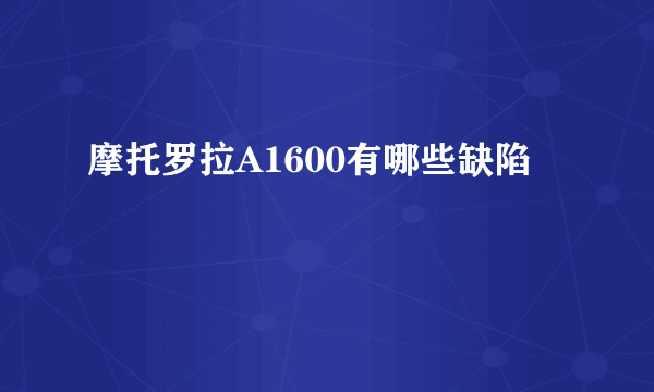 摩托罗拉A1600有哪些缺陷