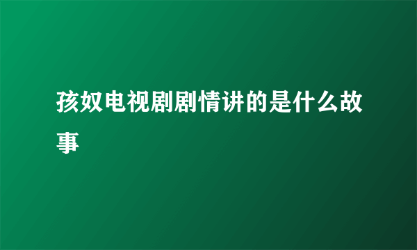 孩奴电视剧剧情讲的是什么故事