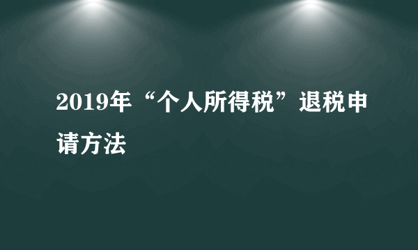 2019年“个人所得税”退税申请方法