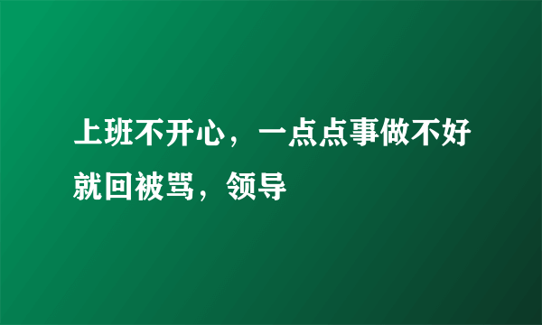 上班不开心，一点点事做不好就回被骂，领导