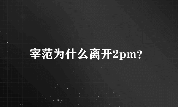 宰范为什么离开2pm？