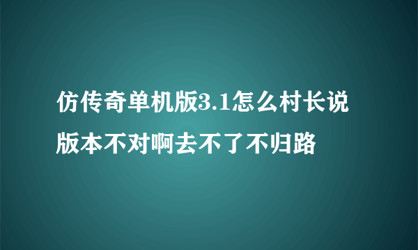 仿传奇单机版3.1怎么村长说版本不对啊去不了不归路