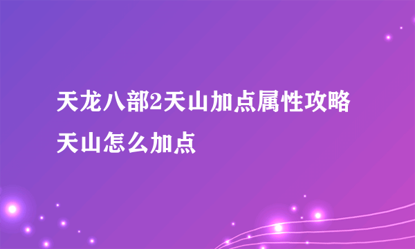 天龙八部2天山加点属性攻略 天山怎么加点