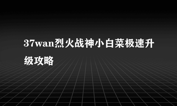 37wan烈火战神小白菜极速升级攻略