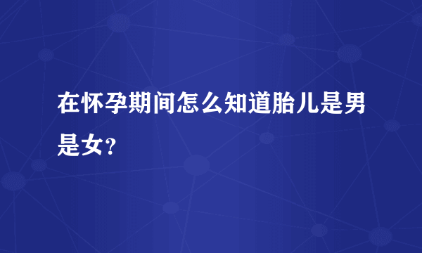 在怀孕期间怎么知道胎儿是男是女？