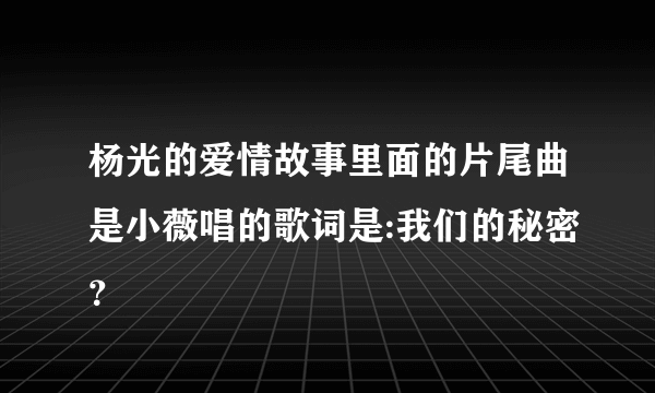 杨光的爱情故事里面的片尾曲是小薇唱的歌词是:我们的秘密？