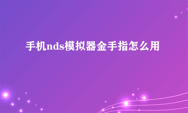 手机nds模拟器金手指怎么用