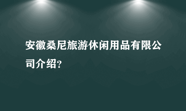 安徽桑尼旅游休闲用品有限公司介绍？