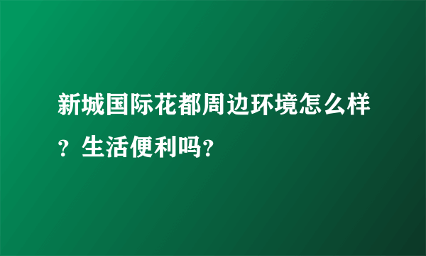 新城国际花都周边环境怎么样？生活便利吗？