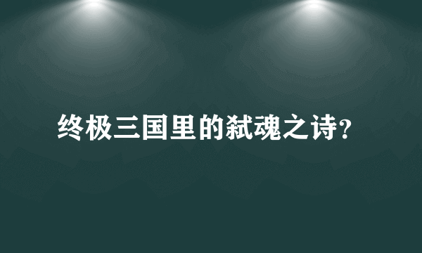 终极三国里的弑魂之诗？