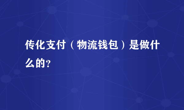 传化支付（物流钱包）是做什么的？