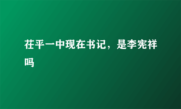 茌平一中现在书记，是李宪祥吗