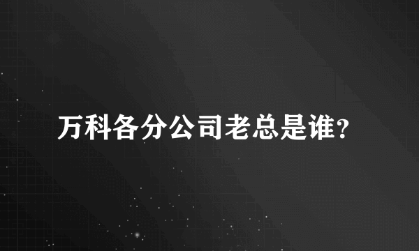 万科各分公司老总是谁？