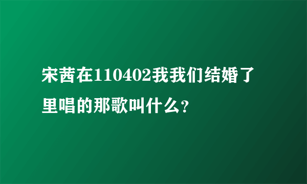 宋茜在110402我我们结婚了里唱的那歌叫什么？