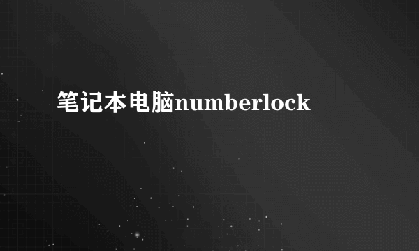 笔记本电脑numberlock