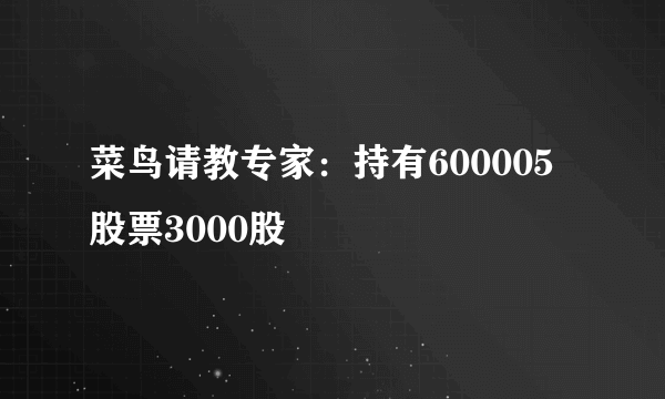 菜鸟请教专家：持有600005股票3000股