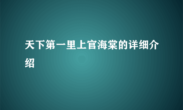 天下第一里上官海棠的详细介绍