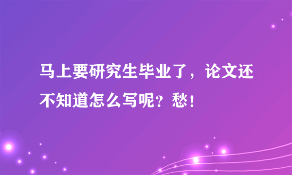 马上要研究生毕业了，论文还不知道怎么写呢？愁！