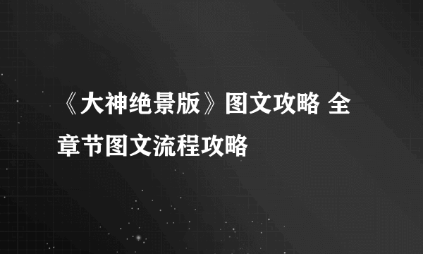 《大神绝景版》图文攻略 全章节图文流程攻略