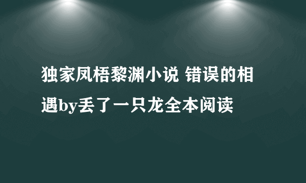 独家凤梧黎渊小说 错误的相遇by丢了一只龙全本阅读