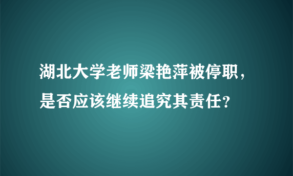 湖北大学老师梁艳萍被停职，是否应该继续追究其责任？