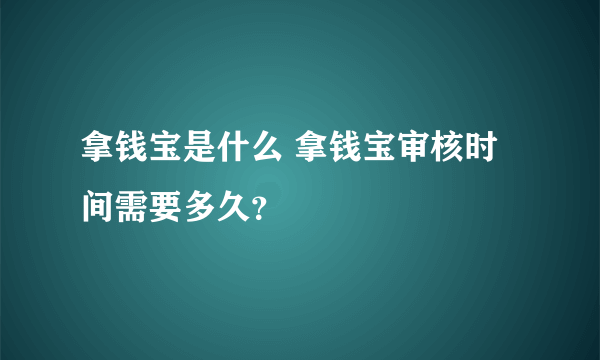 拿钱宝是什么 拿钱宝审核时间需要多久？