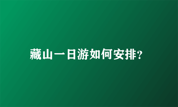 藏山一日游如何安排？