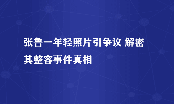 张鲁一年轻照片引争议 解密其整容事件真相