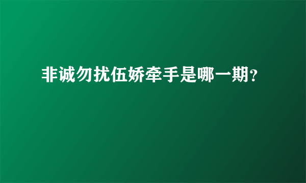 非诚勿扰伍娇牵手是哪一期？