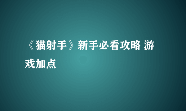 《猫射手》新手必看攻略 游戏加点