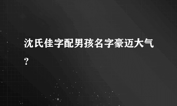 沈氏佳字配男孩名字豪迈大气？