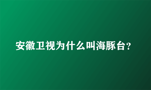 安徽卫视为什么叫海豚台？