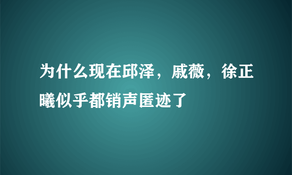 为什么现在邱泽，戚薇，徐正曦似乎都销声匿迹了